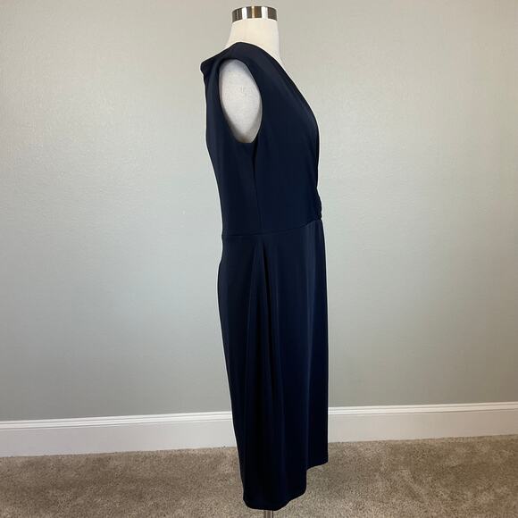Ralph Lauren Embellished Sleeveless Sheath Cocktail Dress Navy Blue Size 10 - Picture 4 of 14